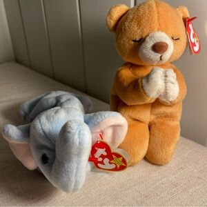 90s Ty beanie babies LOT Praying teddy Bear Hope  Elephant Peanut Stuffie plush